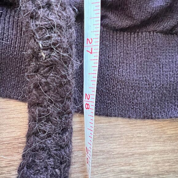 Anthropologie Leifsdottir Cardigan Sweater Size XS Brown Chunky Crochet Trim - Picture 6 of 10